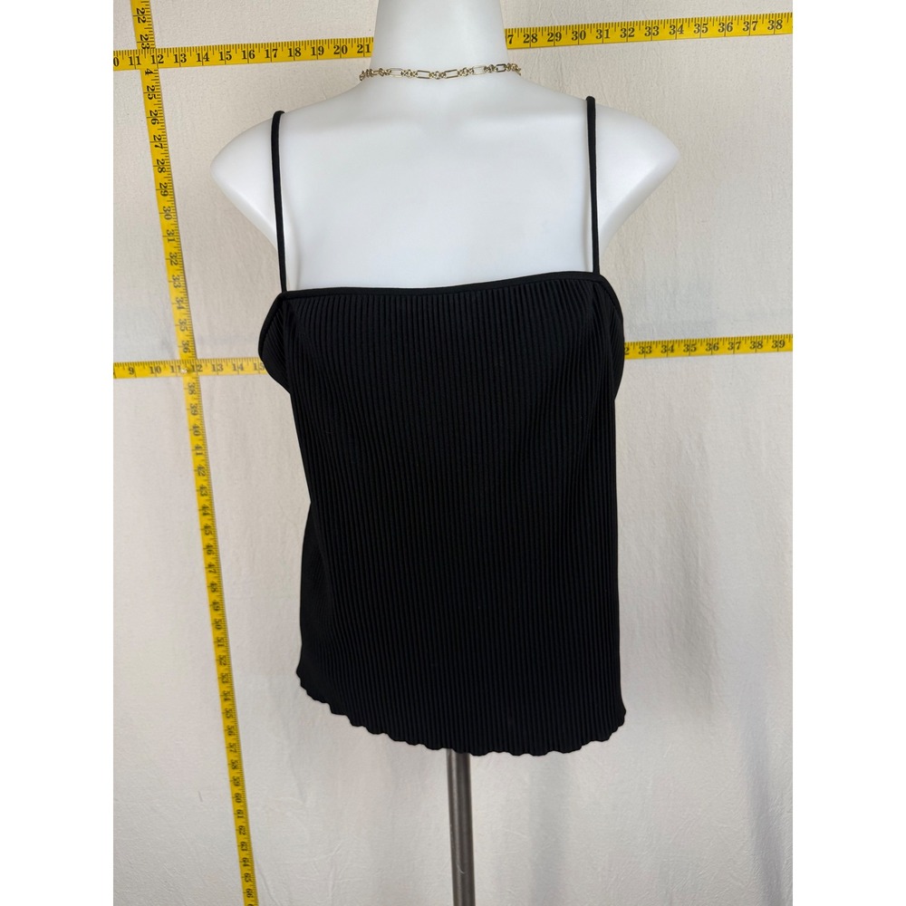 Koret of California Vintage Camisole 12 Black Pleated Y2K Chic Qiana Whimsigoth